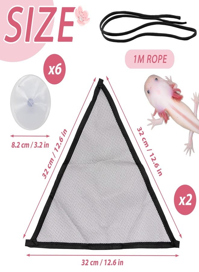 Niuohoy 2 Pcs Axolotl Bearded Dragon Lizard Hammock with Large Suctions and Rope No Rust Breathable Mesh Reptile Hammock Tank Accessories for Geckos, Iguanas, Anoles, Snakes, Chameleon (Black) - Image 2